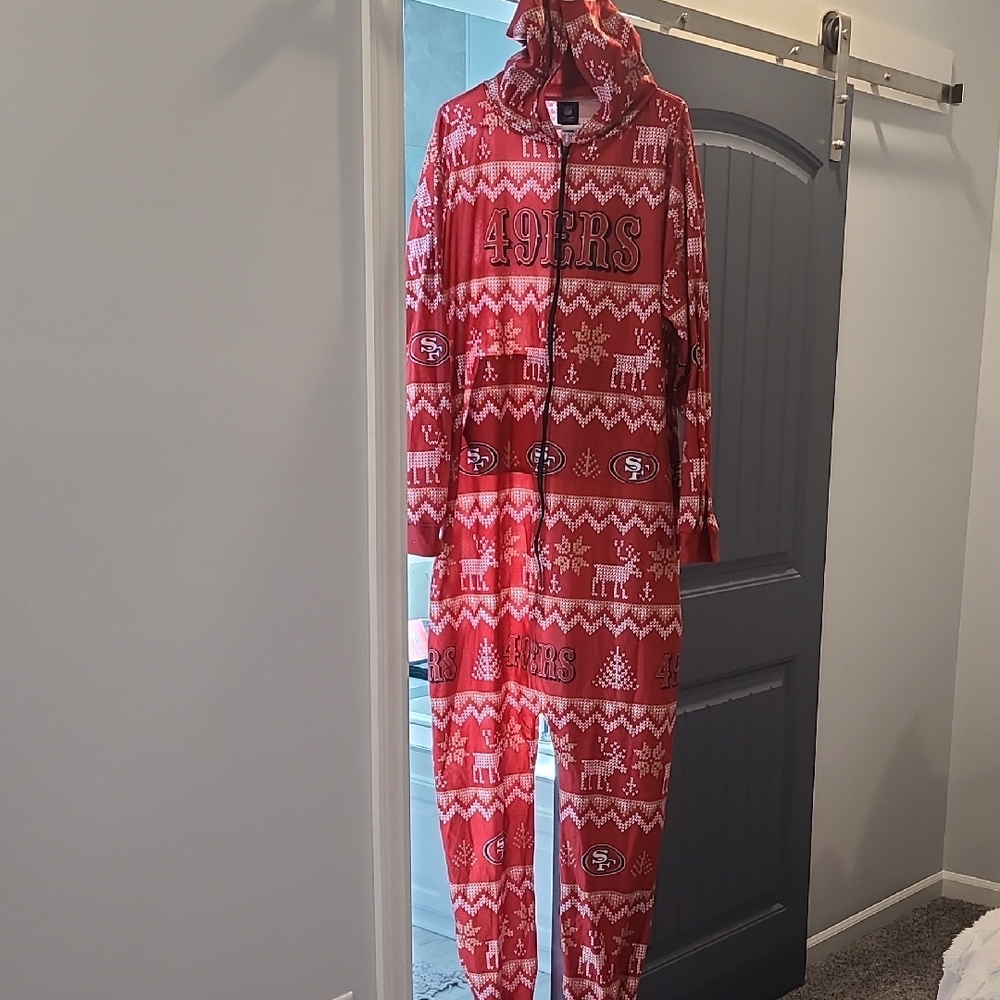 Mens Red 49ers Pajama Hooded